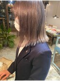 ピンクアッシュ&くびれボブ