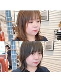 アッシュベージュ×ミディアムウルフ【綾瀬/北千住/亀有】