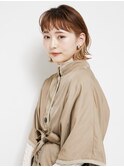黒髪/グレーベージュ/レイヤーロング/前髪パーマ[新宿駅]