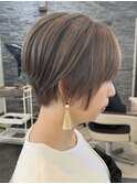 宇都宮ショートボブショートカット白髪ぼかしハイライト白髪染め