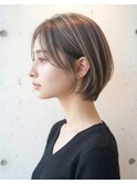 愛されショートボブ艶髪ミルクティーベージュ◎透明感夏カラー