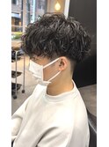 ツイストスパイラルパーマ束感ショートメンズマッシュ
