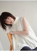 ミディアムヘア/斜めバング/グレージュカラー/甲府駅