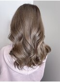 大人かわいいモカベージュナチュラルロブヘアー美肌韓国風巻き髪