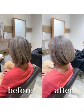 ミラバイケンジ 藤沢(Mira by KENJE) 白髪ぼかしハイライトカラー30代40代50代ブルーグレージュ