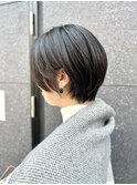 40代50代60代耳かけショート前髪なしハンサムショート白髪ぼかし