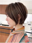 ハイライトバレイヤージュダブルカラーショートカット30代40代