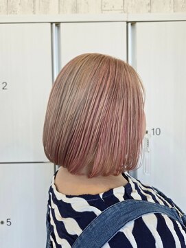 ヘアメイク アリエス 岩切店(HAIR MAKE aries) 透け感ローズベージュのつやボブ 20代30代 仙台 ブリーチ 透明感