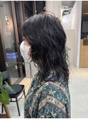 似合わせカット ミディアム　ウルフ　レイヤーパーマ 