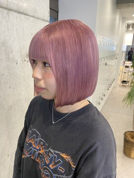 サンクマーケット 渋谷(cinq MARKET) 渋谷ブリーチカラーハイトーンタッセルボブピンクベージュ韓国