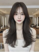 ケシキ 表参道 原宿(kesiki.)&nbsp;ミディアムレイヤー顔周りカットハッシュカットワンホンレイヤー