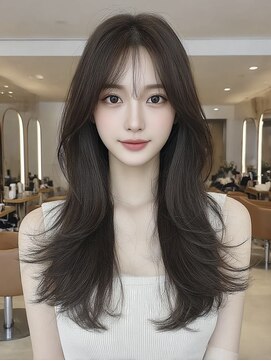 ケシキ 表参道 原宿(kesiki.) ミディアムレイヤー顔周りカットハッシュカットワンホンレイヤー