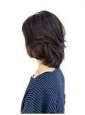 前上がり/レイヤーカット/ミディアム/白髪染め/黒髪/50代60代/