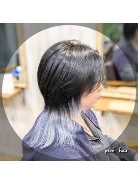 ピヴォヘアー(pivo hair) マッシュウルフ　ダブルカラー　エンドカラー　ホワイトアッシュ