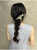 【編み下ろしヘアアレンジ】ヘアセット/渋谷/タッセルボブ/眉毛