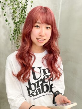 テトヘアー(teto hair) ピンクカラー暖色カラーコーラルピンクロングヘアチェリーピンク
