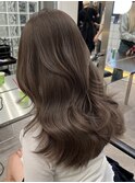 韓国ヘア顔周りレイヤーミルクティーベージュグレージュカラー