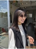 ナチュラルストレート　カーキベージュ　髪質改善　ベージュ系