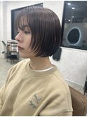 顔まわりレイヤーショートボブ/前上がりボブ
