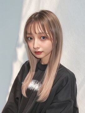 あまかわ前髪＋透明感ハイトーンロング