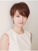 ナチュラル小顔ワンサイドショート ダブルバング マニッシュ