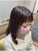 【艶やかロング】ピンクブラウン×ショートバング