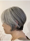 20代30代40代小顔ハンサムショートアッシュブルー