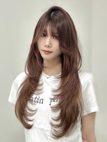 ロムーク 表参道(LOMKH)&nbsp;ミディアムレイヤーロングレイヤー顔周りベージュ