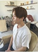 メンズセンターパート×オレンジブラウン