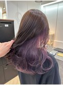大人可愛いインナーカラーパープル透明感