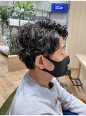 スパイラルパーマ/メンズカット/セクシー/2ブロック/ウェット