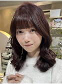 (韓国風/くびれヘア/ミディアムヘア/前髪/サイドバング/小顔)