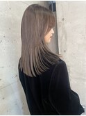 ハイライトベージュレイヤーカット顔まわりカット透明感カラー