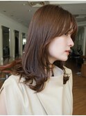 ◆小顔ミディアムレイヤーカット/ハニーベージュ/顔周りレイヤー
