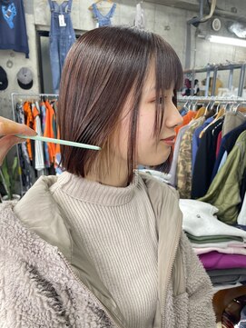 蜃気楼 ((蜃気楼))ミニボブ×オレンジブラウン　インナーカラー