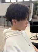 メンズセンターパートパーマツイストスパイラルパーマ刈り上げ