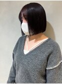 【吉田江梨】暖色ショートボブ　ストレートパーマ　切りっぱなし