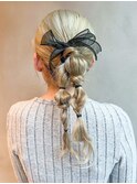 ホワイトブロンド顔周りレイヤー韓国ヘア美髪ロング_ba536012
