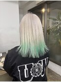 ハイトーンホワイトとミントグリーンのエンドデザインカラー