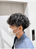 シャドウパーマ　メンズシースルーマッシュニュアンスパーマ韓国