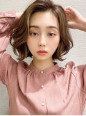 顔型別ヘアスタイル小顔マロンベージュAラインボブ30代吉祥寺