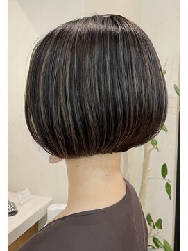 ネックス 表参道本店(nex) ハイライト　ミニボブ　カーキグレージュ