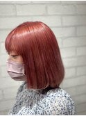 20代30代ソフトウルフ肩ラインダブルカラーピンクカラー