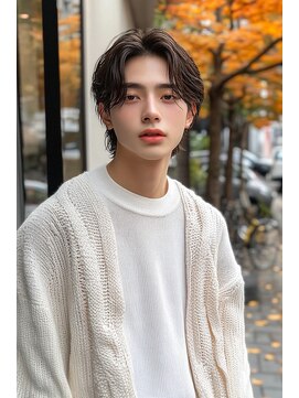 メンズオリノ 西田辺 阿倍野(men's olino) men'sセンターパート ダークカラー マッシュ ストリート