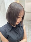 イヤリングカラー/外ハネボブ /縮毛矯正/レイヤーボブ/艶髪
