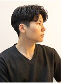 メンズミディアム　センターパート　ニュアンスパーマ