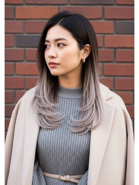 バタフライカット/ハッシュカット/ミルクティーカラー