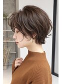 くびれショートウェーブ/丸顔/前髪あり/絶壁解消/20代/30代／