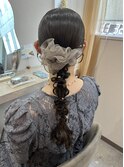艶ツヤタイト編みおろしヘア♪結婚式お呼ばれヘア