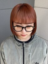 ヘアーアイストゥーレ(HAIR ICI TRE)&nbsp;ミニボブ顔周りレイヤー似合わせカットイメチェンオレンジカラー